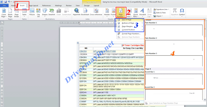 Cách Đánh Số Trang Trong Word 2010, Word 2007, Word 2003, Word 2013