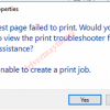 Cách sửa lỗi Test page failed to print, Unable to create a print job